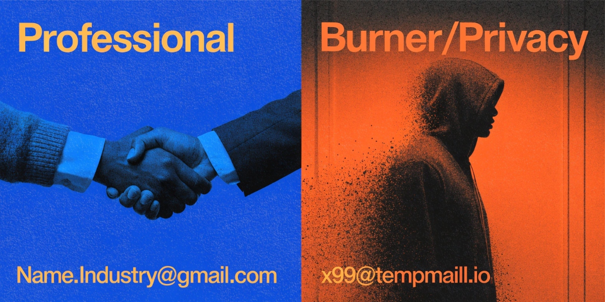 Comparison of a professional email name generator versus a random burner account for privacy